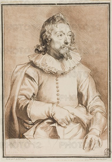 Jacomo de Cachiopin, 1773, Gilles Demarteau (French, 1722-1776), after Anthony van Dyck (Flemish, 1599-1641), France, Crayon-manner engraving in brown and black on ivory laid paper, 263 × 185 mm (image), 271 × 188 mm (sheet, cut within plate mark)