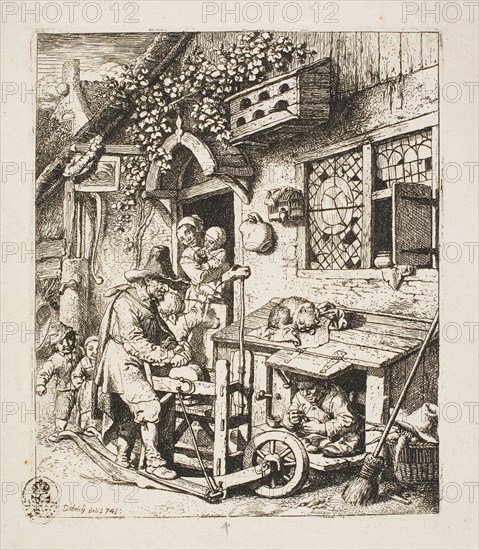 The Scissors-Grinder, 1741, Christian Wilhelm Ernst Dietrich, German, 1712-1774, Germany, Etching printed in black on laid paper, 141 x 121 mm