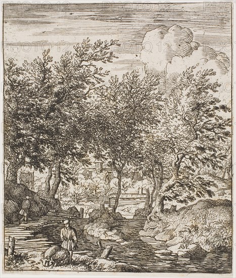 The Swineherd, n.d., Allart van Everdingen, Dutch, 1621-1675, Holland, Etching on paper, 127 x 107 mm