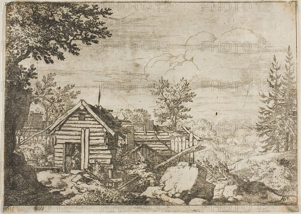 Two Men at the Door, n.d., Allart van Everdingen, Dutch, 1621-1675, Holland, Etching on ivory paper, 99 x 138 mm