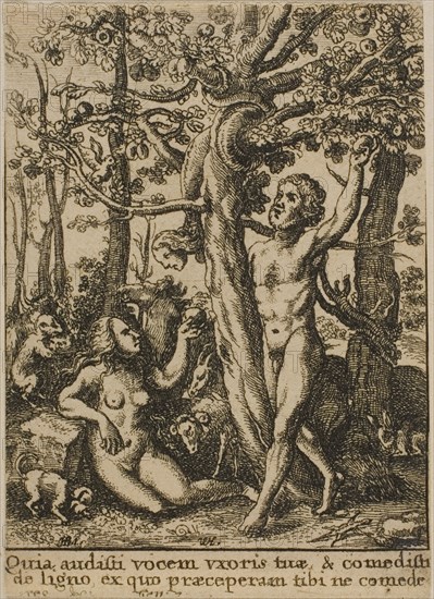The Garden of Eden, 1651, Wenceslaus Hollar (Czech, 1607-1677), after Hans Holbein the younger (German, c.1497-1543), Bohemia, Etching on ivory wove paper, 73 × 53 mm (sheet, trimmed within plate mark)