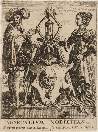 Death’s Coat of Arms, 1651, Wenceslaus Hollar (Czech, 1607-1677), after Hans Holbein the younger (German, c.1497-1543), Bohemia, Etching on ivory wove paper, 73 × 53 mm (sheet, trimmed within plate mark)