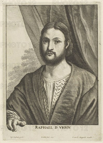 Raphael, 1650/51, Wenceslaus Hollar (Czech, 1607-1677), after Raffaello Sanzio, called Raphael (Italian, 1483-1520), published by Frans van den Wyngaerde (Flemish, 1614-1669), Bohemia, Etching on ivory laid paper, 256 × 183 mm (plate), 260 × 188 mm (sheet)