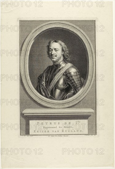 Peter I of Russia, 1752, Jacobus Houbraken (Dutch, 1698-1780), after Carel de Moor (Dutch, 1656-1738), Holland, Engraving on paper, 266 x 175 mm (image), 271 x 182 mm (plate), 379 x 256 mm (sheet)