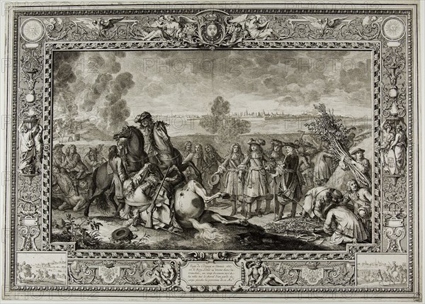 Third Tapestry: The Siege of Douai, 1667, Sébastien Le Clerc, the Elder, French, 1637-1714, France, Engraving and etching on paper, 401 × 560 mm (plate), 403 × 561 mm (sheet)