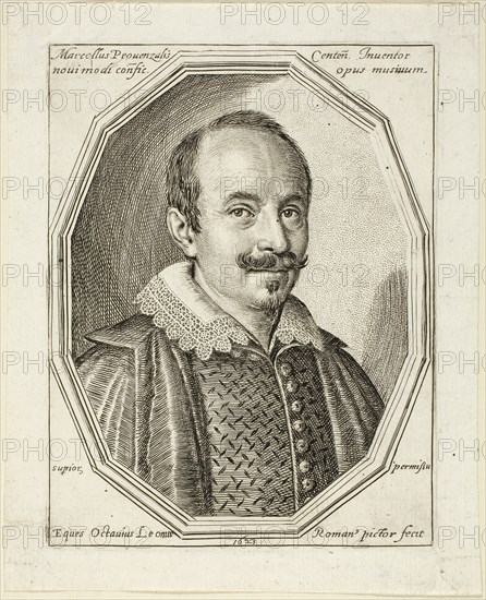 Marcellus Provenzalis, 1623, Ottavio Mario Leoni, Italian, 1578-1630, Italy, Engraving on ivory laid paper, 144 x 112 mm (plate), 168 x 137 mm (sheet)