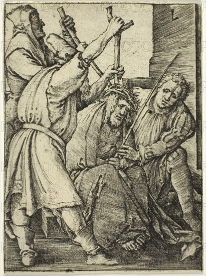 Christ Crowned with Thorns, c. 1512, Lucas van Leyden, Netherlandish, c. 1494-1533, Netherlands, Engraving in black on cream laid paper, 111 x 83 mm (image/sheet, trimmed within plate mark)