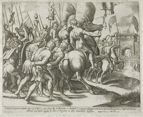 The Triumph of Scipio, c. 1530, Master of the Die, Italian, active c. 1530–1560, Italy, Engraving, printed in black, on paper, 201 x 246 mm