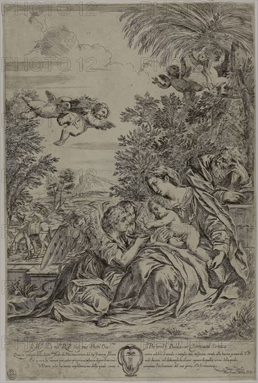 Flight into Egypt, 1647/66, Pier Francesco Mola, Italian, 1612-1666, Italy, Etching on ivory laid paper, 469 x 312 mm