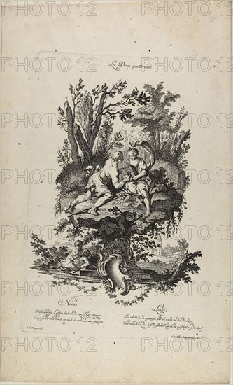 Pastoral Gifts, n.d., Johann Lorenz Rugendas I (German, 1730–1799), after Charles Eisen (French, 1720–1778), Germany, Etching on ivory laid paper, 291 x 192 mm (plate), 397 x 240 mm (sheet)