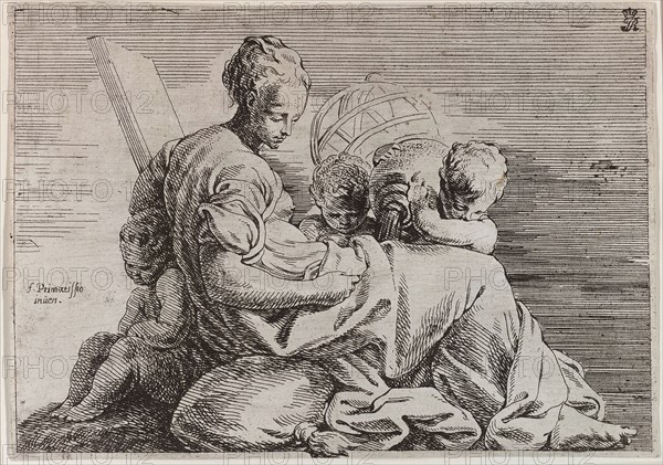 Astronomy, n.d., Eloi Bonnejonne (Italian, c. 1630-1695), after Francesco Primaticcio (Italian, 1504-1570), Italy, Etching printed in black on paper, 138 x 198 mm