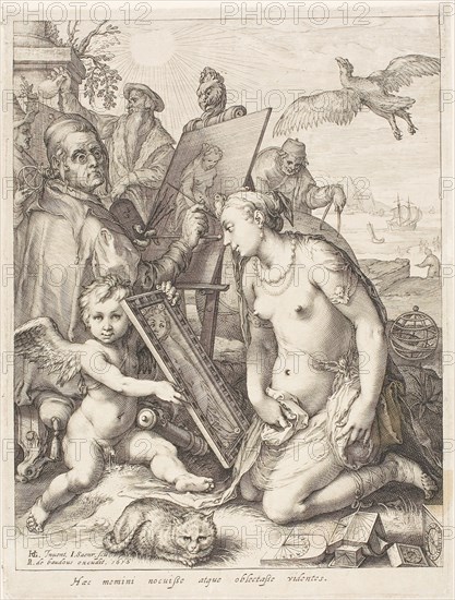 The Painter, 1616, Jan Saenredam (Netherlandish, 1565-1607), after Hendrick Goltzius (Dutch, 1558-1617), Netherlands, Engraving on paper, 245 x 185 mm