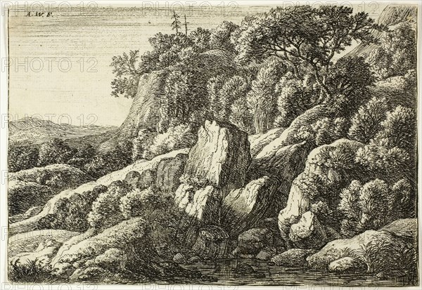 Rocky Landscape, n.d., Anthoni Waterlo, Dutch, 1609-1690, Holland, Etching on paper, 114 x 166 mm (image), 114 x 166 mm (sheet)