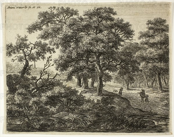 The Group of Four Trees, n.d., Anthoni Waterlo, Dutch, 1609-1690, Holland, Etching on paper, 138 x 175 mm (image), 138 x 176 mm (plate), 142 x 180 mm (sheet)