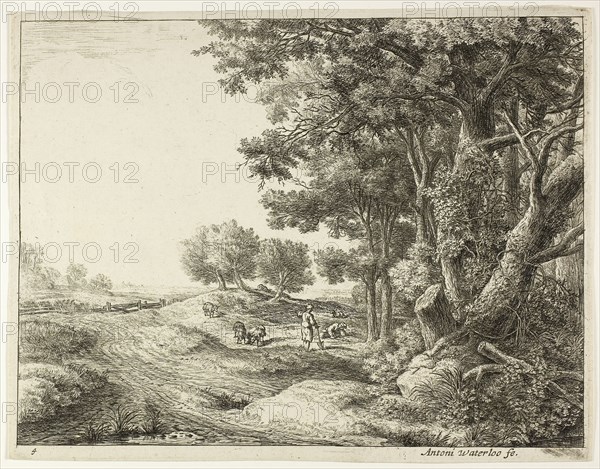 Peasant with a Shovel, n.d., Anthoni Waterlo, Dutch, 1609-1690, Holland, Etching on paper, 215 x 283 mm (image), 224 x 288 mm (plate), 227 x 291 mm (sheet)