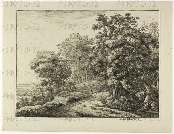 Two Men in the Hollow, n.d., Anthoni Waterlo, Dutch, 1609-1690, Holland, Etching on paper, 218 x 289 mm (image), 228 x 294 mm (plate), 266 x 344 mm (sheet)