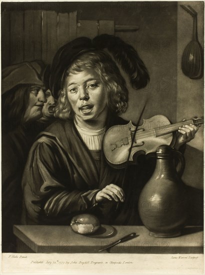 The Musical Boy, 1777, James Watson (Irish, c. 1740-1790), after Frans Hals (Dutch, 1582/83-1666), England, Mezzotint in black on cream laid paper, 343 × 275 mm (image), 370 × 275 mmm (sheet)