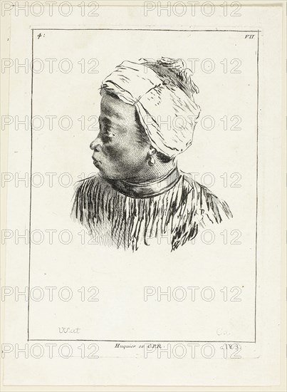 Head of Negro (profile), n.d., Anne Claude Philippe Caylus, French, 1692-1765, France, Etching and engraving on paper, 178 × 130 mm (image), 189 × 136 mm (plate), 218 × 159 mm (sheet)