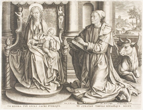 Saint Luke Painting the Virgin, n.d., Antoine Wiertz (Belgian, 1806-1865), after Quentin Massys (Flemish, 1466-1530), Belgium, Engraving on paper, 222 × 289 mm (plate), 226 × 292 mm (sheet)