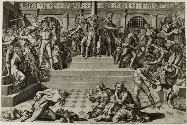 The Massacre of the Innocents, n.d., Nicolas Beatrizet (French, 1515-after 1565), after Baccio Bandinelli (Italian, 1493-1560), France, Engraving on paper, 372 × 570 mm