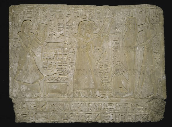 Stela (Commemorative Stone) Depicting the Funeral of Ramose, New Kingdom, Dynasty 19 (about 1279–1213 BC), Egyptian, Egypt, Sandstone and pigment, 111.8 × 84.5 × 12.1 cm (44 × 33 1/4 × 4 3/4 in.)