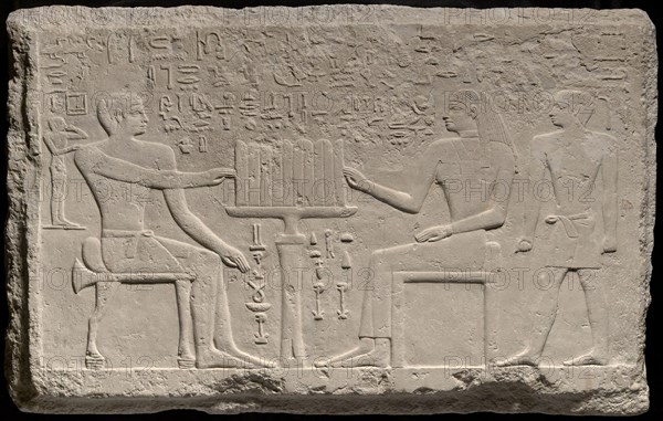 Stela of Thenti and Nefert, Old Kingdom, mid–Dynasty 4 (about 2566–2532 BC), Egyptian, Giza, probably tomb G 3035, Egypt, Limestone, 55.9 × 87.6 × 11.4 cm (22 × 34 1/2 × 4 1/2 in.)