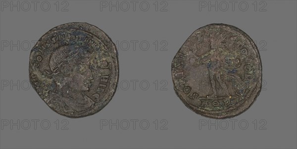 Coin Portraying Emperor Constantine I, AD 317, Roman, minted in Aquileia, Roman Empire, Bronze, Diam. 2.1 cm, 3.67 g