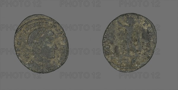 Coin Portraying Emperor Constantine I, AD 317, Roman, minted in Aquileia, Roman Empire, Bronze, Diam. 2.1 cm, 2.70 g