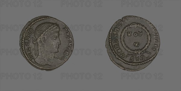 Coin Portraying Emperor Crispus, AD 323/324, Roman, minted in Trier, Roman Empire, Bronze, Diam. 2 cm, 3.39 g