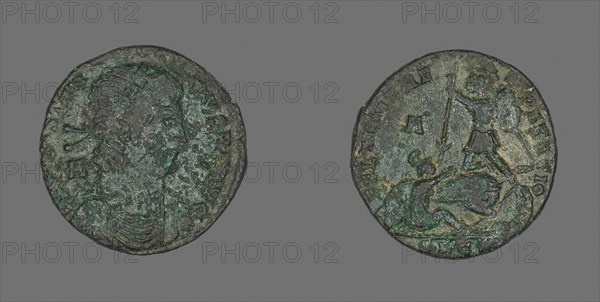 Coin Portraying Emperor Constantius II, AD 348/350, Roman, minted in Lyons, Roman Empire, Bronze, Diam. 2.2 cm, 4.76 g