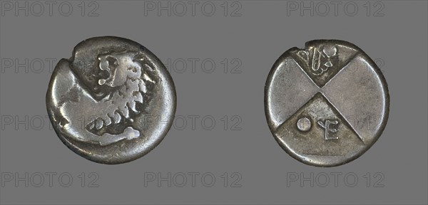 Hemidrachm (Coin) Depicting a Lion, late 5th century BC, Thracian, minted in Chersonesus, Roman Empire, Silver, Diam. 1.3 cm, 2.32 g