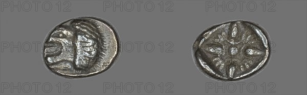 Diobol (Coin) Depicting a Lion, early 5th century BC, Greek, minted in Miletus, Ionia, Roman Empire, Silver, Diam. 1.1 cm, 1.20 g