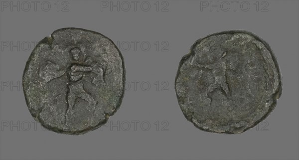Coin Depicting the Catanian Brothers, 3rd/2nd century BC, Roman, minted in Catana, Sicily, Roman Empire, Bronze, Diam. 1.5 cm, 2.43 g