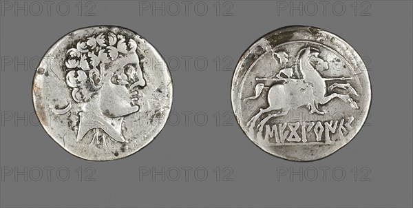 Denarius (Coin) Depicting a Laureate, about 100/50 BC, Roman, Rome, Silver, Diam. 2.2 cm, 3.40 g