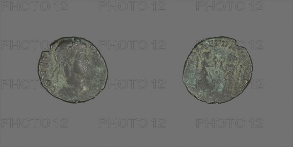 Coin Portraying Emperor Constans, AD 335/350, Roman, Roman Empire, Bronze, Diam. 1.6 cm, 1.86 g