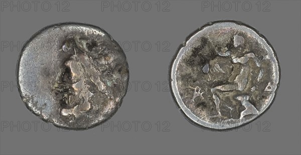 Hemidrachm (Coin) Depicting the God Zeus, after 371 BC, Greek, minted in Megalopolis, Megalópolis, Silver, Diam. 1.6 cm, 2.27 g