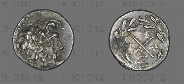Hemidrachm (Coin) Depicting the God Zeus Amarios, 191/146 BC, Greek, minted in Messene, Ancient Greece, Silver, Diam. 1.5 cm, 1.96 g