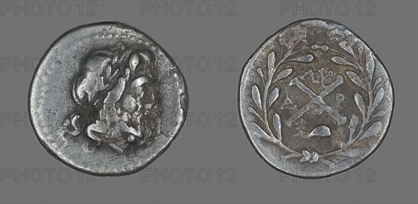 Hemidrachm (Coin) Depicting the God Zeus Amarios, 280/146 BC, Greek, minted in Lycoa, Ancient Greece, Silver, Diam. 1.6 cm, 2.16 g