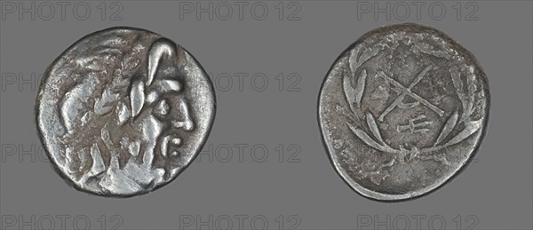 Hemidrachm (Coin) Depicting the God Zeus Amarios, 222/146 BC, Greek, minted in Mantineia, Mantíneia, Silver, Diam. 1.6 cm, 2.42 g