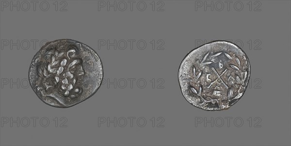 Hemidrachm (Coin) Depicting the God Zeus Amarios, 234/146 BC, Greek, Mantíneia, Silver, Diam. 1.6 cm, 2.33 g