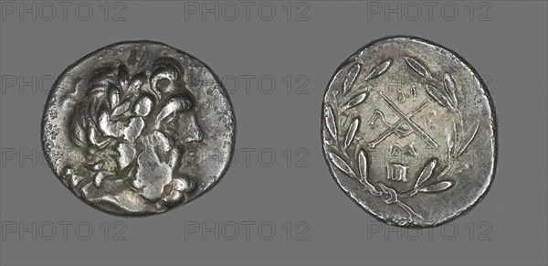 Hemidrachm (Coin) Depicting the God Zeus Amarios, 234/146 BC, Greek, minted in Megalopolis, Megalópolis, Silver, Diam. 1.5 cm, 2.36 g