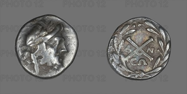 Hemidrachm (Coin) Depicting the God Zeus Amarios, 222/146 BC, Greek, Ancient Greece, Silver, Diam. 1.5 cm, 2.39 g