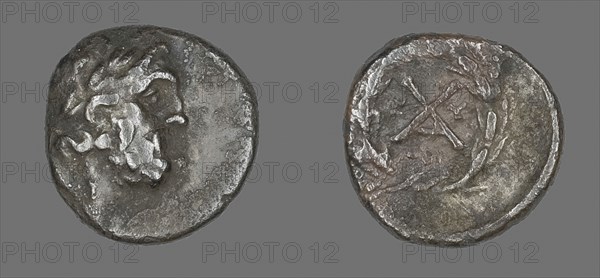 Hemidrachm (Coin) Depicting the God Zeus Amarios, 222/146 BC, Greek, Ancient Greece, Silver, Diam. 1.5 cm, 2.39 g