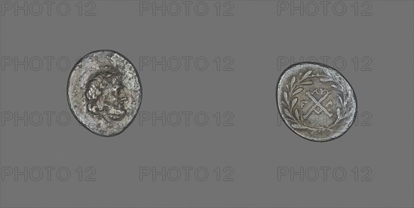 Hemidrachm (Coin) Depicting the God Zeus Amarios, 191/146 BC, Greek, Elis, Silver, Diam. 1.7 cm, 2.19 g