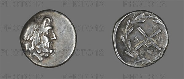 Hemidrachm (Coin) Depicting the God Zeus Amarios, 222/146 BC, Greek, Ancient Greece, Silver, Diam. 1.5 cm, 2.37 g