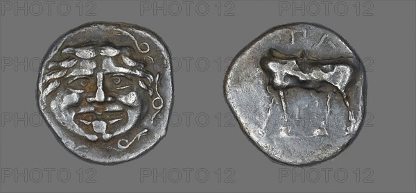 Hemidrachm (Coin) Depicting a Gorgoneion, about 400 BC and later, Greek, minted in Parium, Mysia, Ancient Greece, Silver, Diam. 1.4 cm, 2.28 g