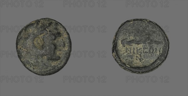 Coin Depicting the Hero Herakles, about 168 BC, Greek, Thessalonika, Macedonia, Ancient Greece, Bronze, Diam. 1.8 cm, 4.67 g