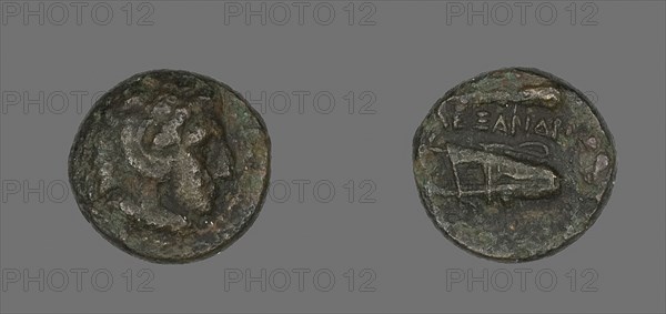 Coin Depicting the Hero Herakles, 336/323 BC, Greek, Ancient Greece, Bronze, Diam. 1.2 cm, 1.47 g