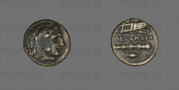 Coin Depicting the Hero Herakles, 336/323 BC, Greek, Ancient Greece, Bronze, Diam. 1.7 cm, 6.09 g