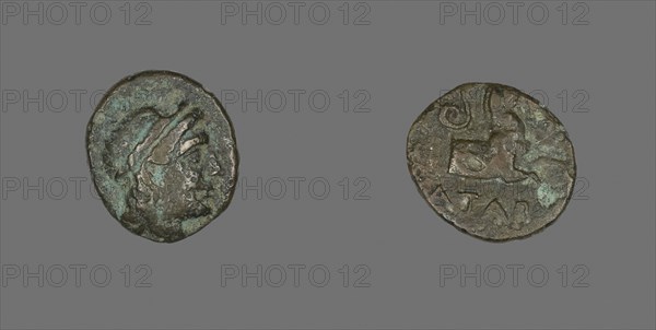 Coin Depicting the God Apollo, 3rd century BC, Greek, Ancient Greece, Bronze, Diam. 1.7 cm, 3.07 g